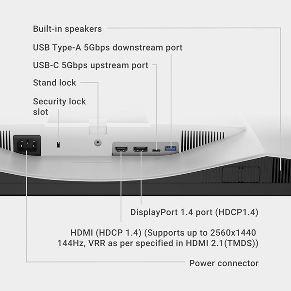 Dell 27 Plus QHD USB-C Monitor with built in speakers - 16:9 RATIO - 144hz REFRESH RATE - 27" SCREEN - ASH WHITE (MODEL: S2725DC) image 3