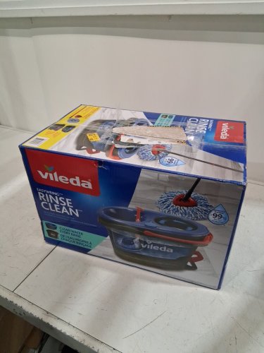 vileda easywring rinseclean spin mop & bucket system with reusable microfiber mophead & extendable handle - blue image 2