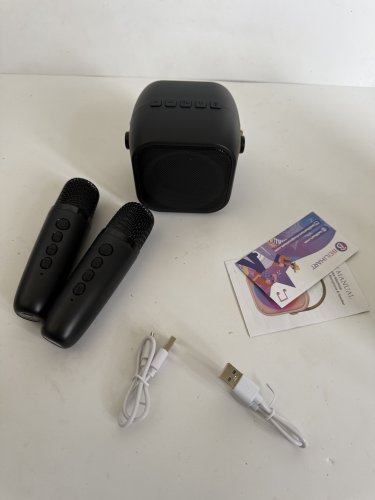 portable mini bluetooth speaker & karaoke machine with 2 microphones - BLACK (model: k29-L) image 3