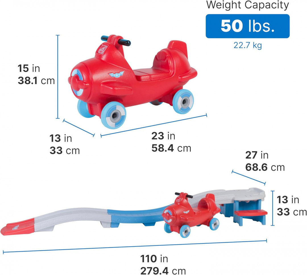 Step2 Kids Sky Rider Up and Down Roller Coaster Toy with Ride on Airplane Toy - 2 to 5 years old - 50lbs cap (model: 454399) image 2