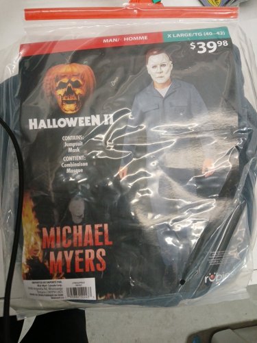 2PC MEN'S HALLOWEEN II MICHAEL MYERS JUMPSUIT AND MASK COSTUME SET - EXTRA LARGE - BLUE AND WHITE image 2