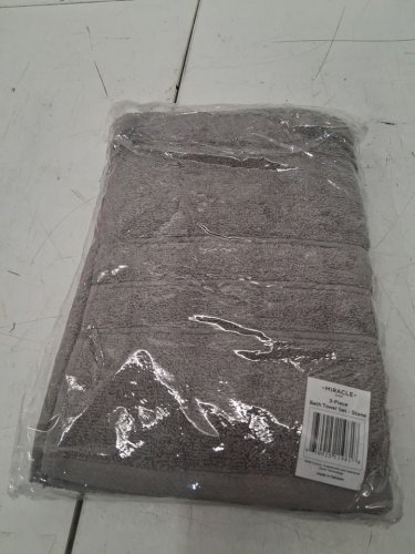 3PC MIRACLE MADE 100% SUPIMA COTTON TOWEL SET WITH 2 FACE TOWELS & BODY TOWEL - STONE/GREY image 3