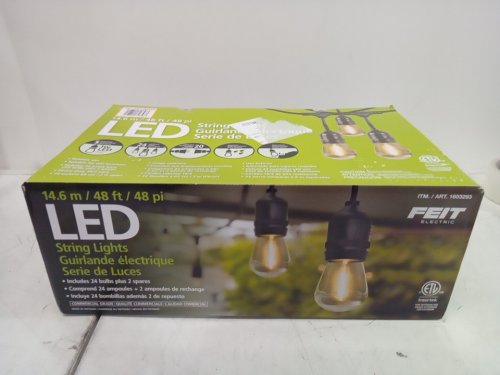 feit electric weatherproof led 24-light string lights with 26 lightbulbs - 48ft - black (model: 1603293) image 2