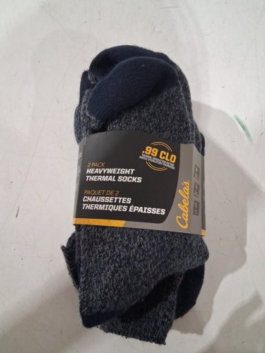 2PR MENS CABELA'S heavyweight thermal MID CALF CREW socks - LARGE (6-12) - NAVY image 2