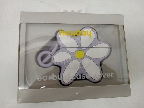 heyday flower case for apple airpods pro (gen 3) with carabiner clip - soft purple/DAISY image 2