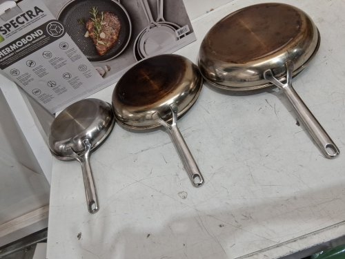 3PC GREENPAN SPECTRA HYBRID CERAMIC NON-STICK SKILLET SET - 8" | 10" | 12" - GREY (MODEL: 1901845) image 4