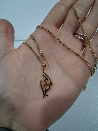 Arabic calligraphy "أُخْتي: Ukhty/sister" pendant chain necklace - 20" - 22"/1" pendant - gold image 4