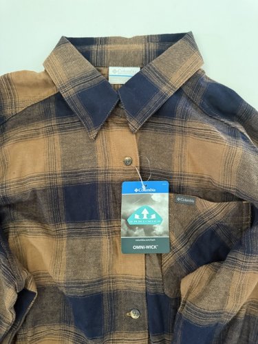 WOMEN'S COLUMBIA OMNI-WICK PINE STREET SHIRT DRESS - LARGE - BROWN/NAVY PLAID (STYLE: 1911621) image 4