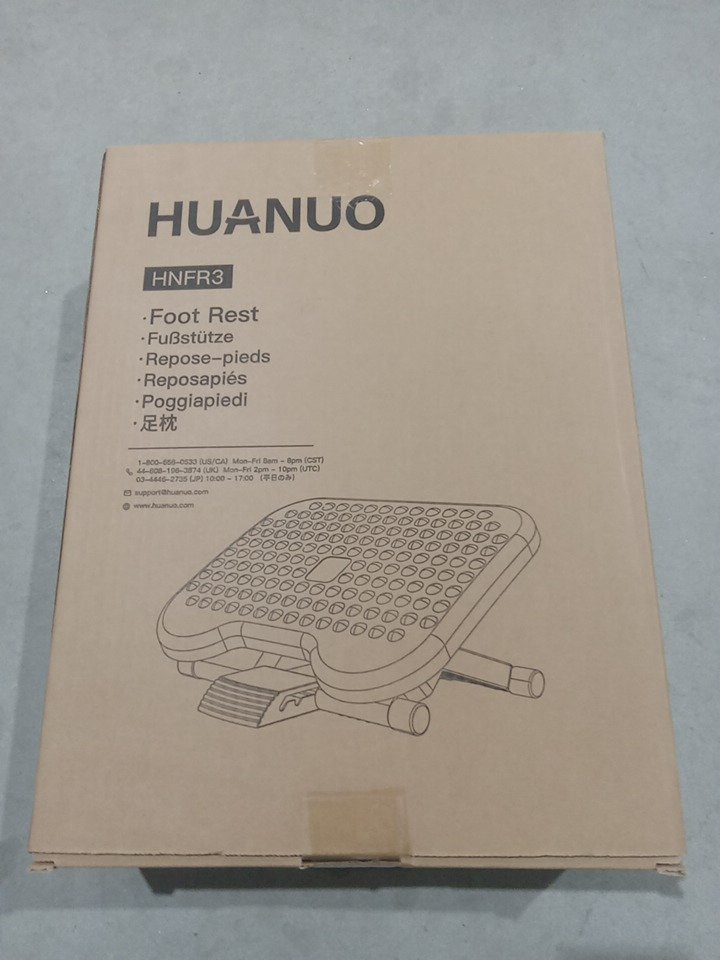 HUANUO adjustable under-desk ergonomic foot rest with 30 degree tilt angle - 3 heights: 4.3" , 5.5",  6.7" - 4.3" x 17.3" x 13.4" - black (model: HNFR3) image 3