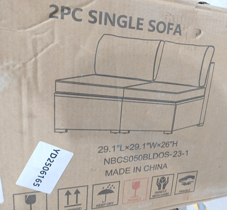 Rattan Patio Loveseat Sofa Couch - 29" x 26" - Red/Grey image 7