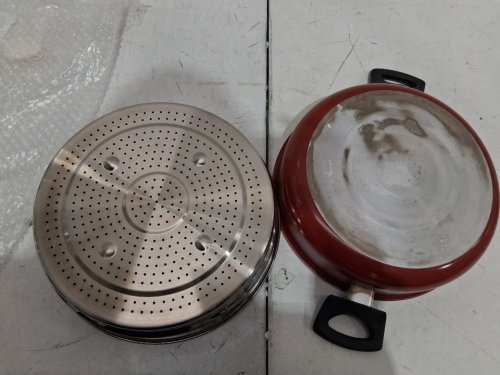 Nonstick Pan with Steamer for cooking, and steaming at the same time -3.7l- RED image 5