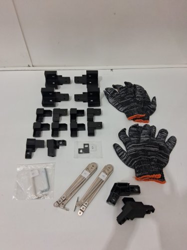 26pc Aluminum Extrusion Frame Assembly Kit - 3-Way Corner Brackets/Hinges/Work Gloves image 2
