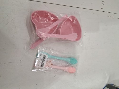 7PC ASSORTED FACE FACE MIXING BOWL AND spatula - pink/light blue image 2