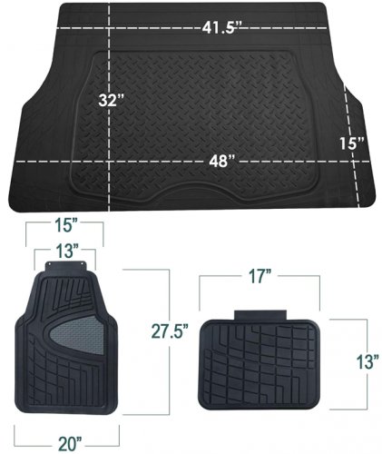 6PC FH Group UNIVERSAL Trimmable All Weather PREMIUM FLOOR MATS AND TRUNK LINER - BLACK/BEIGE (MODEL: F11311BEIGE-F16401BLACK-AVC) image 2