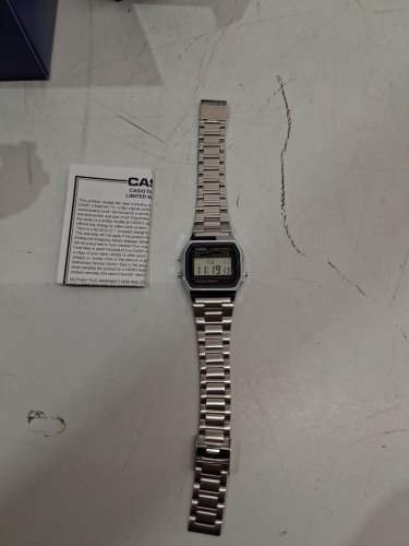 MEN'S CASIO CLASSIC DIGITAL STAINLESS STEEL BRACELET WATCH - 33MM - SILVER (MODEL: A158W-1) image 2