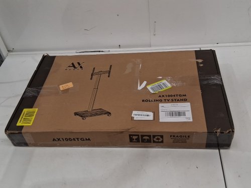 AX WABER Portable Rolling TV STAND WITH WHEEL AND Swivel Mount - FOR 27" to 65" TVs - WHITE/GRAIN (MODEL: AX1004TGM) image 2