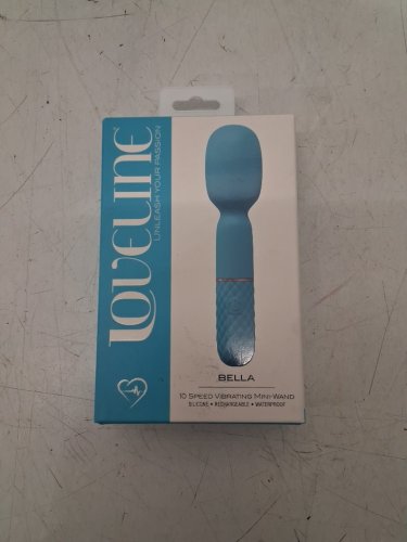 loveline rechargeable waterproof silicone vibrating mini wand massager with 10 speeds - blue image 2