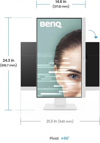 BenQ Office USB hub Monitor Coding Mode, IPS, Eye-Care Tech, Adaptive Brightness, Height Adjustable, Noise-Cancelling Mic, Daisy Chain, USB-C - 24" - 1080p - white (model: GW2486TC) image 2