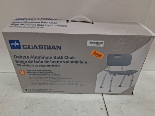 MEDLINE GUARDIAN DELUXE ALUMINUM BATH CHAIR - 400LB CAP - GREY (MODEL: G2-101KRX1) image 2