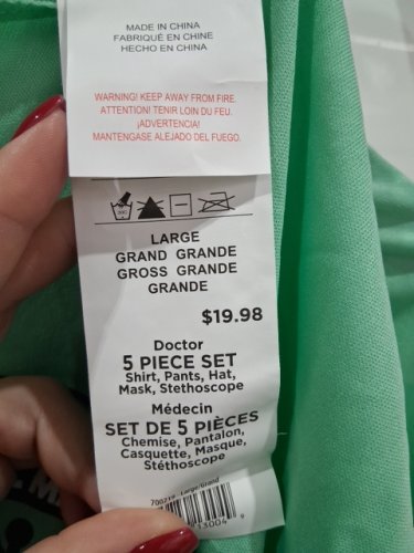 5PC RUBIES DOCTOR COSTUME - LARGE (36-38) - GREEN (MODEL: 700219) image 3