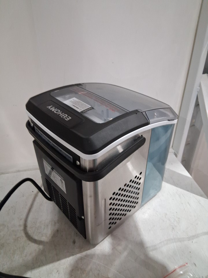 EUHOMY Countertop Ice Maker Machine with Handle, Basket & Scoop - MAKES 26LB Per Day - silver (MODEL: IM-01X/IM008-BSI-CAEH) image 4