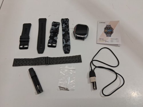 mens ESFOE Military Smart Watch 400mAh Battery/IP68 Waterproof/Heart Rate/Sleep Monitor/100 Sport Modes/Fitness Tracker for Android/iPhone - 1.96" - black camo (model: BW1847) image 2