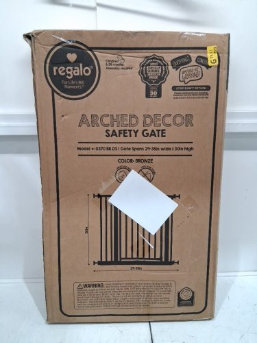 REGALO EASY STEP ARCHED DECOR SAFETY GATE - 30" x 29" - 35" - black (Model: 0370BRDS) image 2