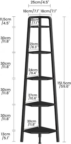 CHOEZON 5-tier ladder corner shelf - 59.6" - black (model: TCJ20BB) image 2