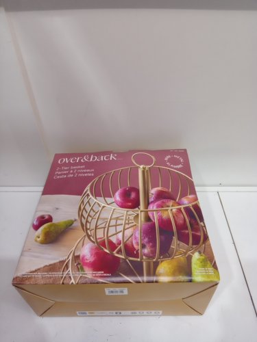 over&back 2-tier wire metal fruit basket - 14" X 5" - gold (model: 1030097) image 2