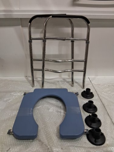 Maitehao adjustable aluminum toilet seat riser - 65" x 27" x 43" - blue/silver image 3