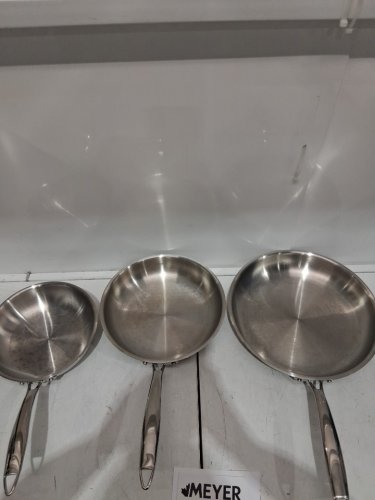 3pc meyer accolade induction oven safe no drip professional cookware pan set - 8" / 9.5" / 11" - stainless steel (MODEL: 1801554) image 4