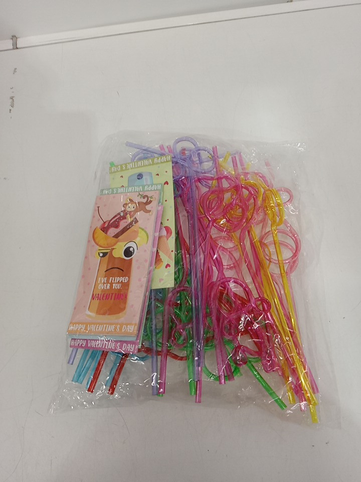 32pc Valentine's Day Cards and Silly Straws for Kids image 4