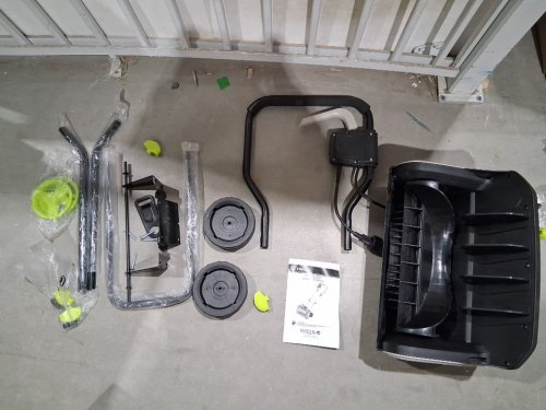 DEKOPRO ELECTRIC SNOW SHOVEL WITH ADJUSTABLE CHUTE FOR DRIVEWAYS, SIDEWALKS, PATIOS - 20FT LONG CORD - 12AMP - 17'' CLEARING WIDTH - 6'' DEEP CLEARING - GREEN (MODEL: DKPGSRA017C1) image 2