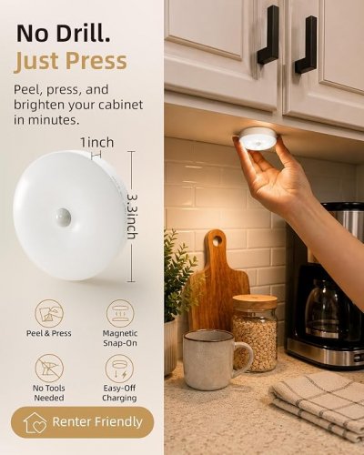 6pk Intelligent Motion Sensor LED Night Light with remote for color changing options & RBG feature - dimmable/rechargeable  (Model: LW2V) image 3