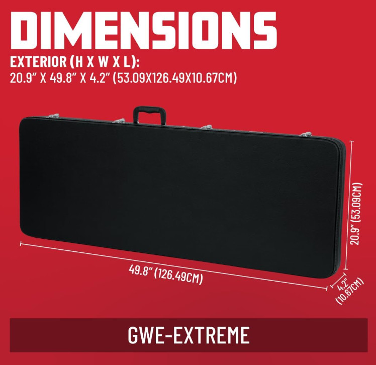 Gator Cases Hard-Shell Wood Case for Extreme Shaped Guitars - 49" x 20" - black (MODEL: gwe-exp) image 3