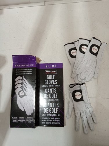 4PK Kirkland Signature Premium Cabretta Leather Golf Gloves - left Hand - MEDIUM/LARGE - White (Model: 1819560) image 2