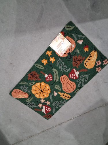 HARVEST HAND-HOOKED ACCENT RUG - 22" X 28" -MUSTARD YELLOW / PUMPKIN ORANGE (MODEL:1796317) image 2