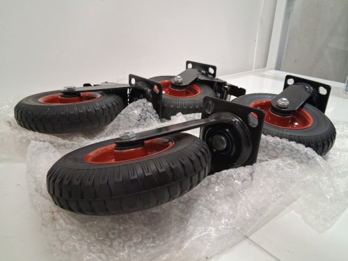 4pc nefish heavy duty industrial grade rubber caster wheels with knobby tread, 2 swivel wheels & 2 rigid wheels - 6" - 1200LB capacity - black/silver (model: LJ-6IN-FH-2B2R) image 3
