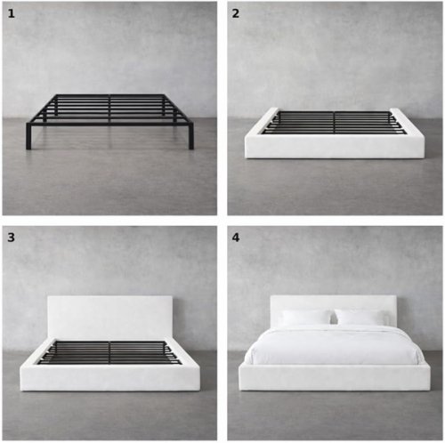 CLOUD FRAME Modular Soft Foam Square Bed BASE WITH REMOVEABLE AND Washable Zip Cover - QUEEN - WHITE LINEN (MODEL: image 6
