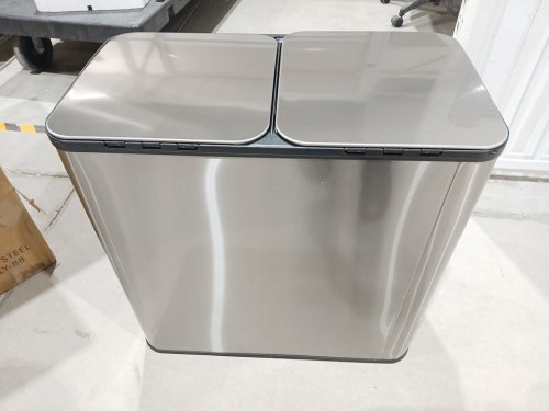 Dual Kitchen Garbage Bin with Soft-Close Lid - 10GAL - Silver image 5