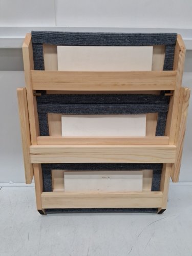 3-STEP COLLAPSIBLE STAIRCASE STYLE PADDED WOODEN PET STEPS FOR SMALL/MEDIUM PETS - 150LB MAX - NATURAL/BLUE (MODEL: ZD-25DOG05) image 4