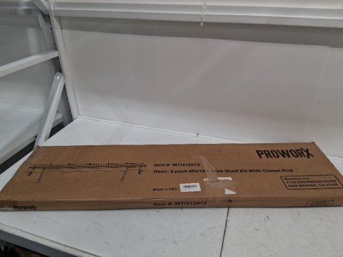 2pk proworx closet shelves with rod - 4ft x 12" - white (model: mti412012) image 2