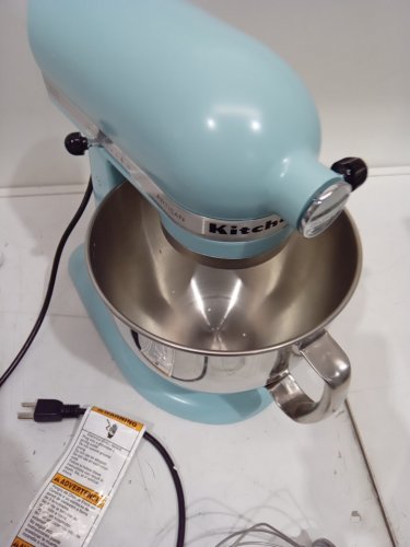 KITCHENAID ARTISAN SERIES TILT-HEAD STAND MIXER WITH SPLASH GUARD & ATTACHMENTS - 5QT BOWL - MINERAL WATER BLUE (MODEL: KSM150PSMI) image 5