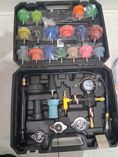 28PC Universal Radiator/Coolant Pressure Tester KitW/ Manual Pump & Color-coded Test Caps - BLACK (MODEL: YS-01205) image 5