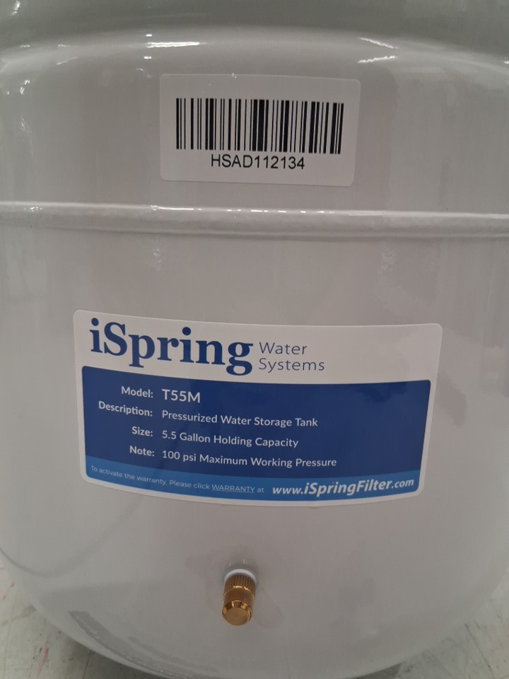 ispring Residential Pressurized Water Storage Tank for Reverse Osmosis (RO) Systems , 5.5 gallon - WHITE (MODEL: T55M) image 5