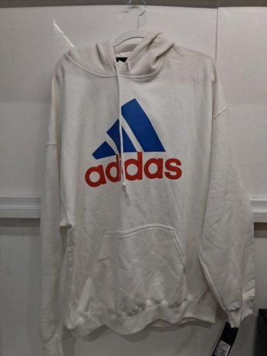 Men's Adidas Essentials Logo Hoodie - Extra Large - White/Red/Blue image 2
