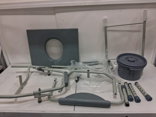 VEVOR Commode Chair, Bedside Commode with Drop-Down Arms and Detachable Backrest - 7l bucket - grey (model: fbl740135) image 4