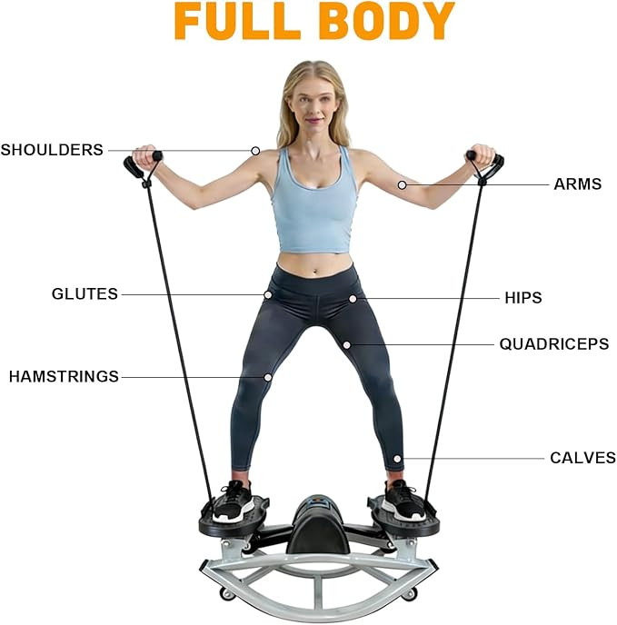 Lateral Rocking Fitness stepper set with placement mat & Resistance Bands - grey/black (Model: PD2F) image 3