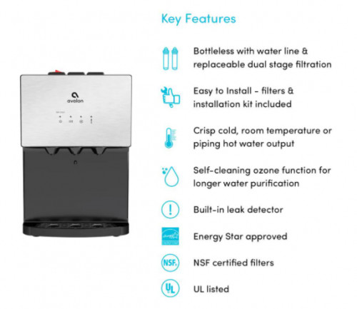 Avalon A12 Countertop Bottleless Water Dispenser, 3-Temperatures, Self-Cleaning, Stainless Steel - BLACK (MODEL: A12-CTPOU) image 3