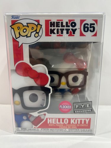 Funko pop! **flocked**Fye exclusive** hello kitty - hello kitty vinyl figure (#65) **plastic protector cover** image 2